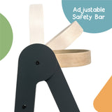 MamaToyz Folding Learning Tower Natural Beech Wood Montessori Child Safety Platform - Dark Grey / Natural