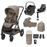 Maxi Cosi Oxford+ Complete Travel System Bundle with Pebble 360 & ISOFIX Base - Twillic Truffle