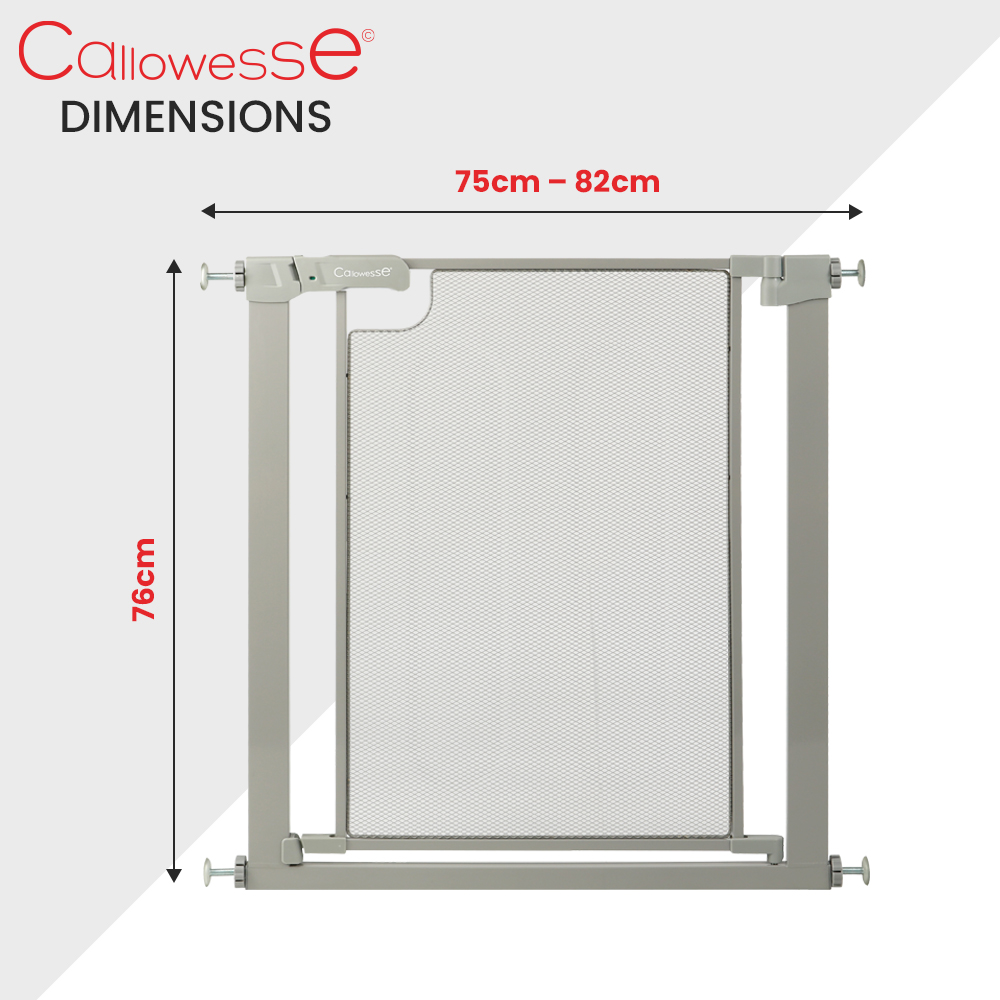 Callowesse Metal Mesh Baby Stair Gate - Ash Grey