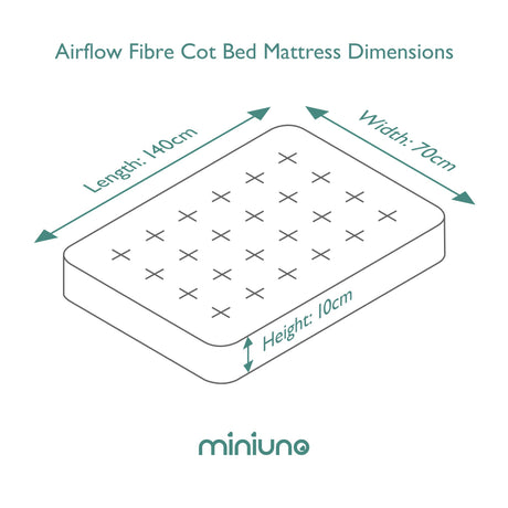 Miniuno Airflow Fibre Deluxe Cot Bed Mattress - 70x140cm