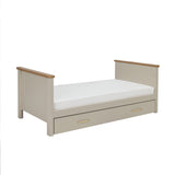 Babymore Mira 2 Piece Nursery Furniture Set with Cot Bed, Under Drawer and Dresser - Cashmere / Warm Oak