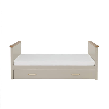 Babymore Mira Cot Bed with Underdrawer - Cashmere / Warm Oak