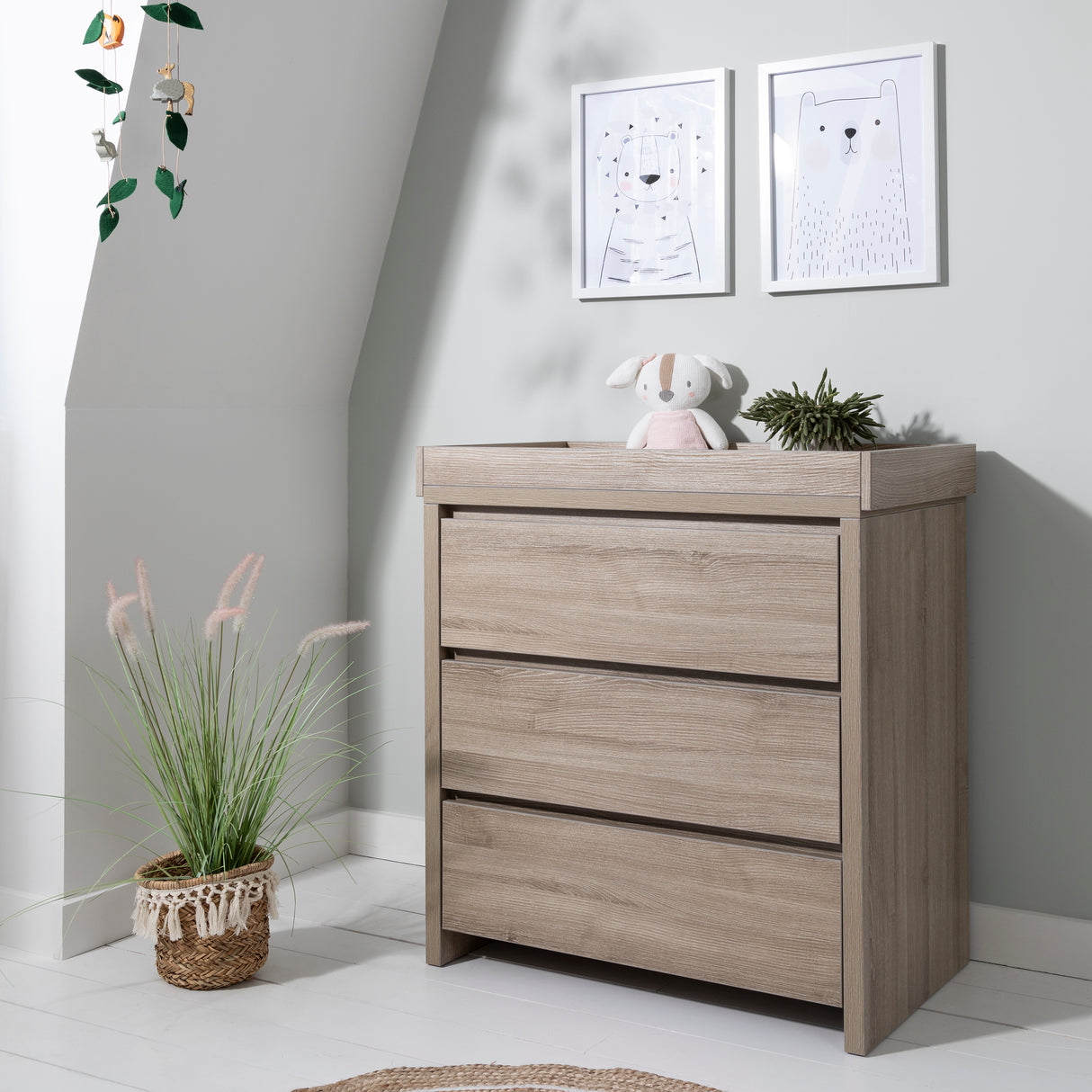 Tutti Bambini Modena 2 Piece Nursery Furniture Set with Cot Bed & Dresser - Oak