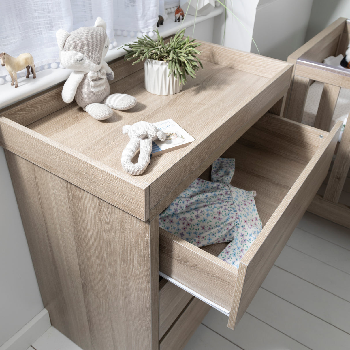 Tutti Bambini Modena 2 Piece Nursery Furniture Set with Cot Bed & Dresser - Oak