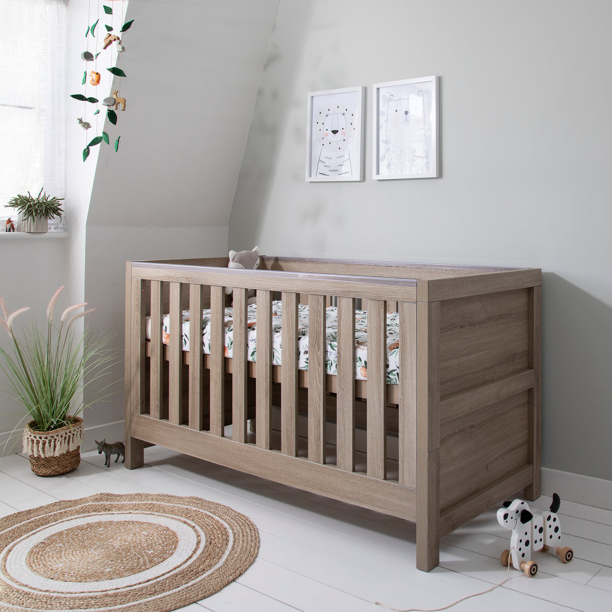 Tutti Bambini Modena 2 Piece Nursery Furniture Set with Cot Bed & Dresser - Oak