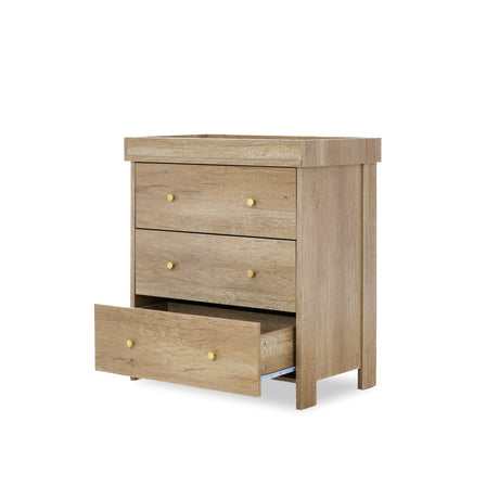 Obaby Nika 3 Piece Nursery Furniture Set with Cot Bed, Dresser and Wardrobe - Oak