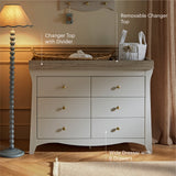 CuddleCo Clara Luxe 3 Piece Nursery Furniture Set with Cot Bed, Dresser & Wardrobe - Cashmere & Ash