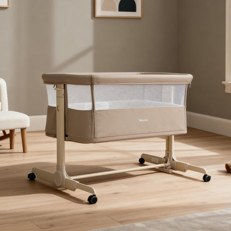Babymore Neera Bedside Crib - Khaki