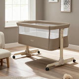 Babymore Neera Bedside Crib - Khaki