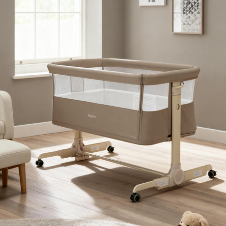 Babymore Neera Bedside Crib - Khaki
