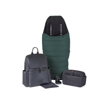 Silver Cross Nia Travel System with Glide 360 Plus Car Seat, ISOFIX Base & Accessories - Conifer