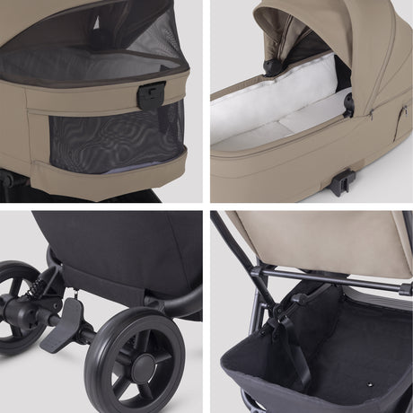 Silver Cross Nia Travel System with Glide 360 Plus Car Seat, ISOFIX Base & Accessories - Champagne