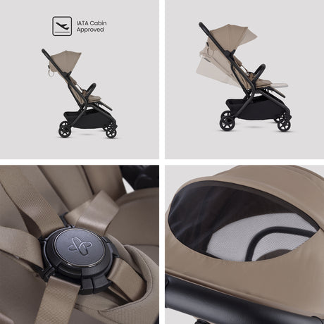 Silver Cross Nia Travel System with Glide 360 Plus Car Seat, ISOFIX Base & Accessories - Champagne