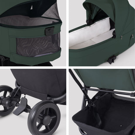 Silver Cross Nia Travel System with Glide 360 Plus Car Seat & ISOFIX Base - Conifer