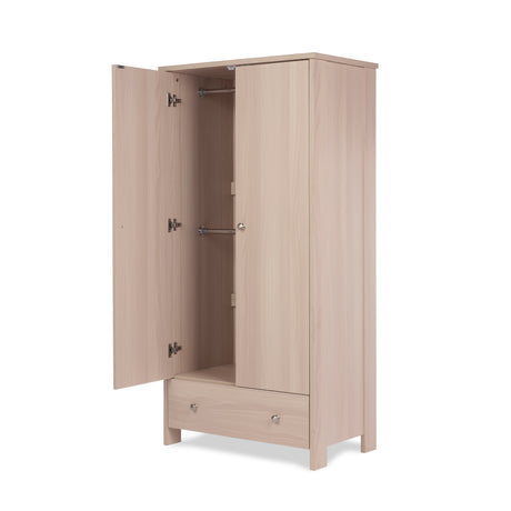 Obaby Nika 3 Piece Nursery Furniture Set with Cot Bed, Under Drawer, Dresser and Wardrobe - Aspen
