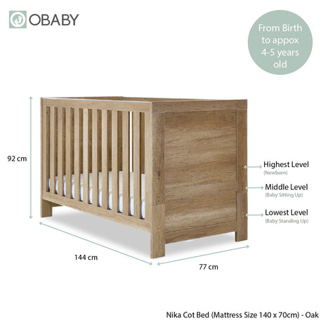 Obaby Nika Cot Bed - Oak