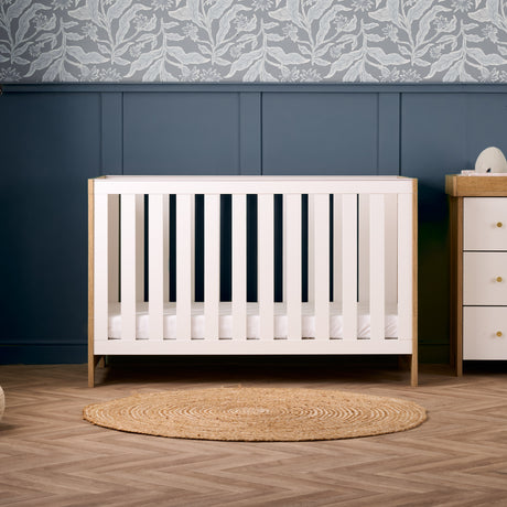 Obaby Nika 2 Piece Furniture Set with Cotbed and Dresser/Changing Unit - Oak & White