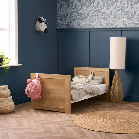 Obaby Nika 2 Piece Nursery Furniture Set with Cot Bed, Under Drawer and Dresser - Oak & White