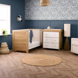 Obaby Nika 2 Piece Furniture Set with Cotbed and Dresser/Changing Unit - Oak & White