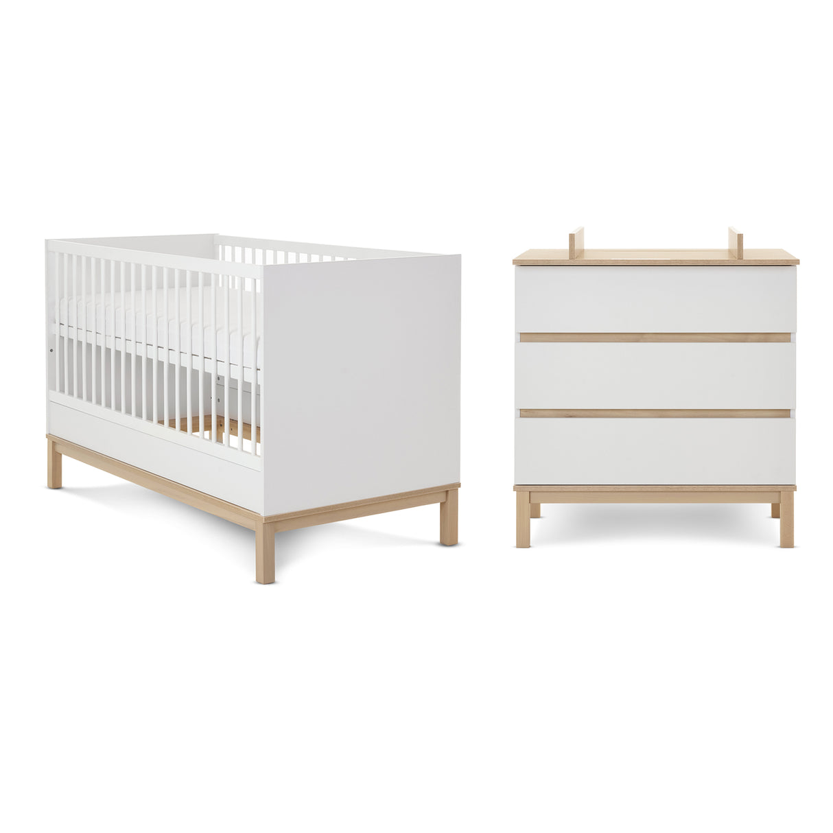 Obaby Astrid 2 Piece Nursery Furniture Set with Cot Bed and Dresser - White