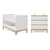 Obaby Astrid 2 Piece Nursery Furniture Set with Cot Bed and Dresser - White