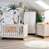 Obaby Thea 3 Piece Nursery Furniture Set with Cot Bed, Dresser & Wardrobe - Latte