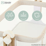 Obaby Cloud Bedside Crib - Oatmeal