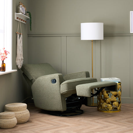 Obaby Madison Swivel Glider Recling Chair - Teddy Fabric Olive