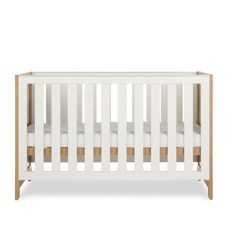 Obaby Nika 2 Piece Nursery Furniture Set with Cot Bed, Under Drawer and Dresser - Oak & White