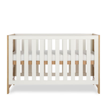 Obaby Nika 2 Piece Nursery Furniture Set with Cot Bed, Under Drawer and Dresser - Oak & White