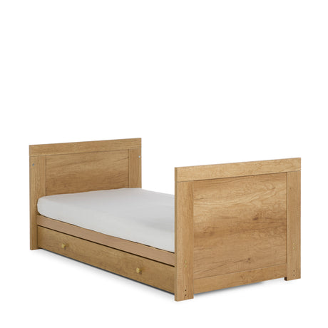 Obaby Nika 2 Piece Nursery Furniture Set with Cot Bed, Under Drawer and Dresser - Oak & White
