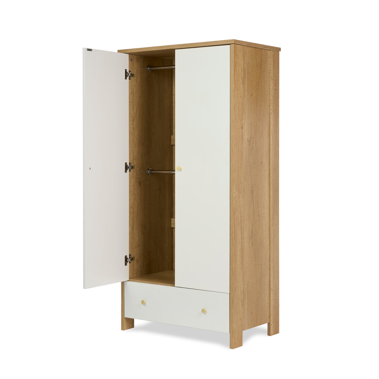 Obaby Nika Double Wardrobe - Oak & White