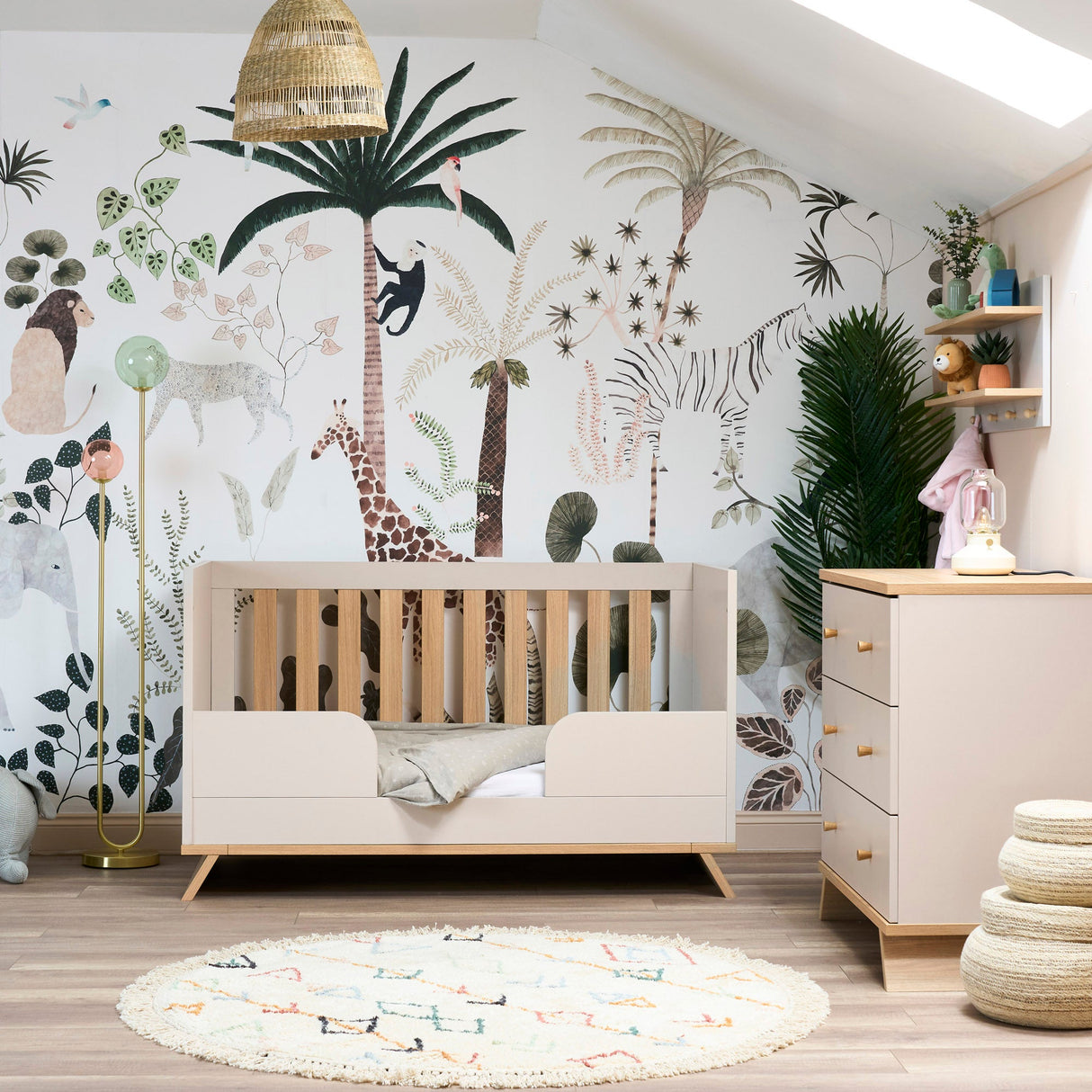 Obaby Thea 3 Piece Nursery Furniture Set with Cot Bed, Dresser & Wardrobe - Latte