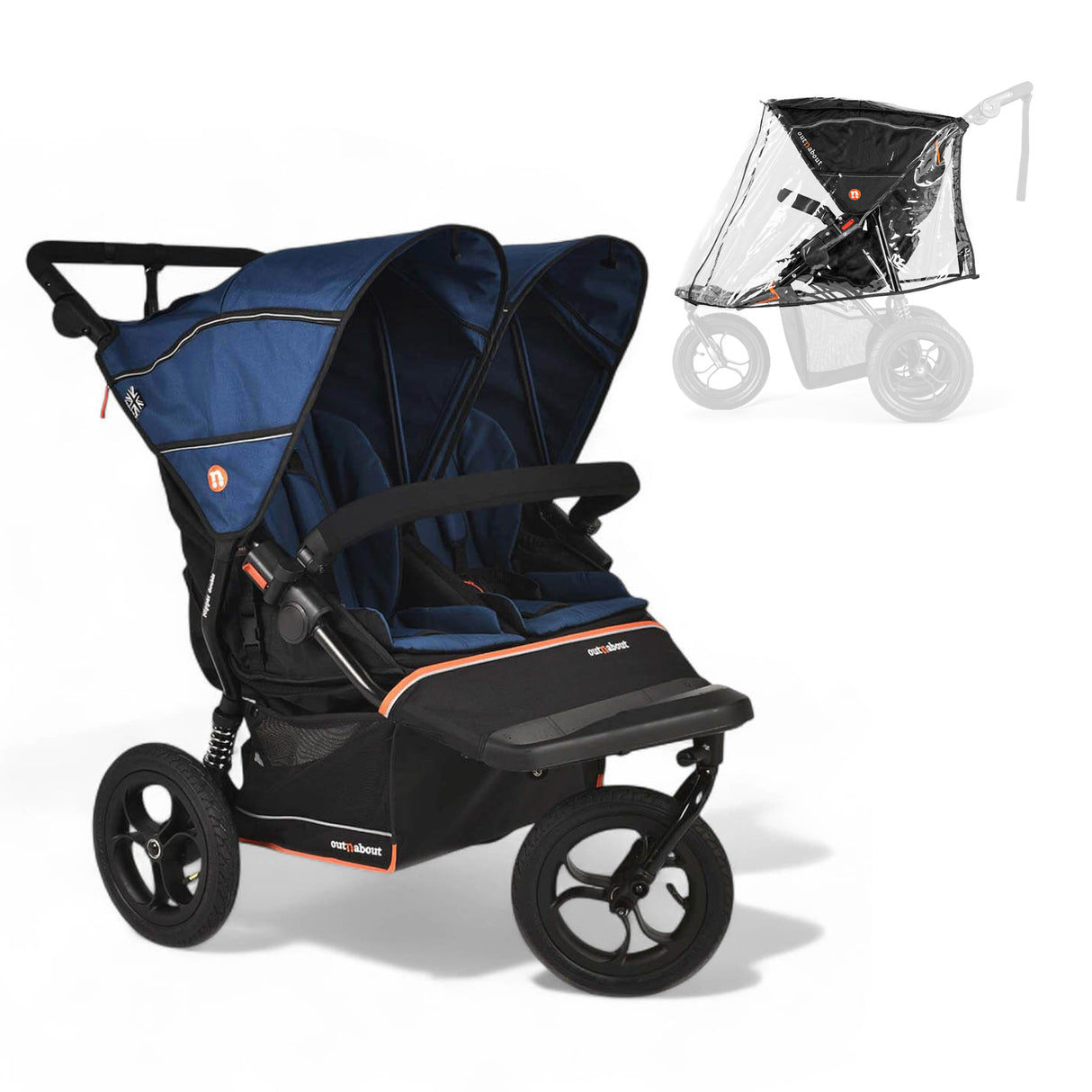 Out n About Nipper V6 Double Pushchair - Highland Blue