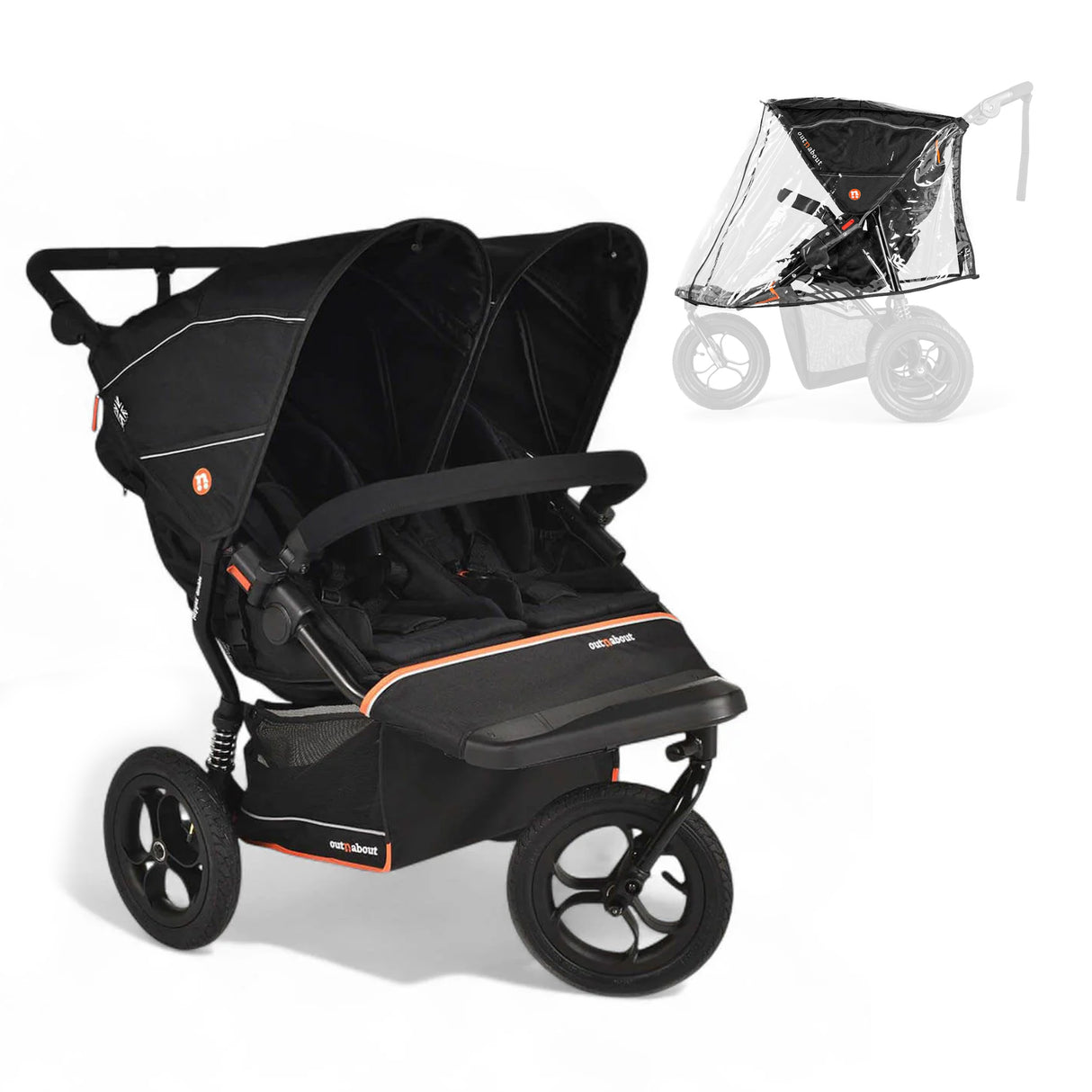 Out n About Nipper V6 Double Pushchair - Summit Black