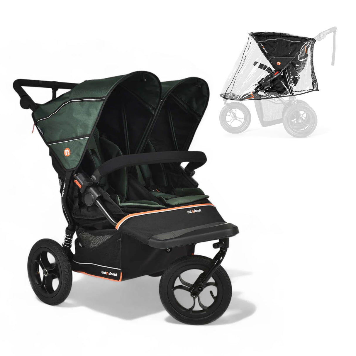 Out n About Nipper V6 Double Pushchair - Sycamore Green