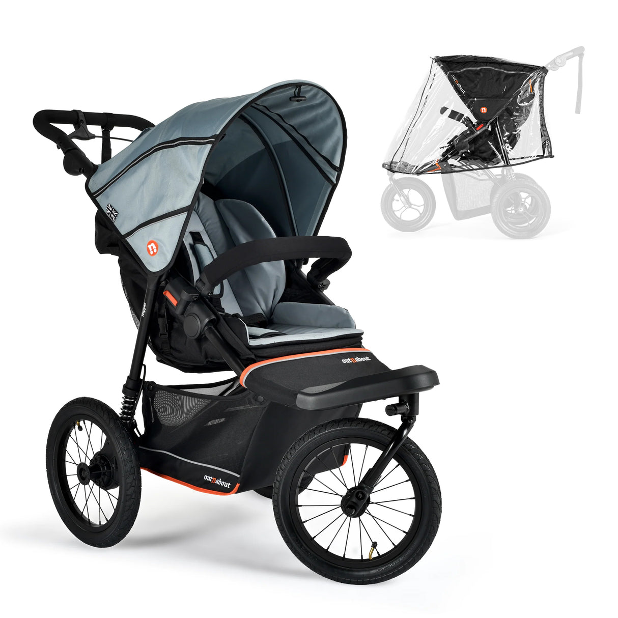 Out n About Nipper V6 Plus Single Pushchair - Rocksalt Grey