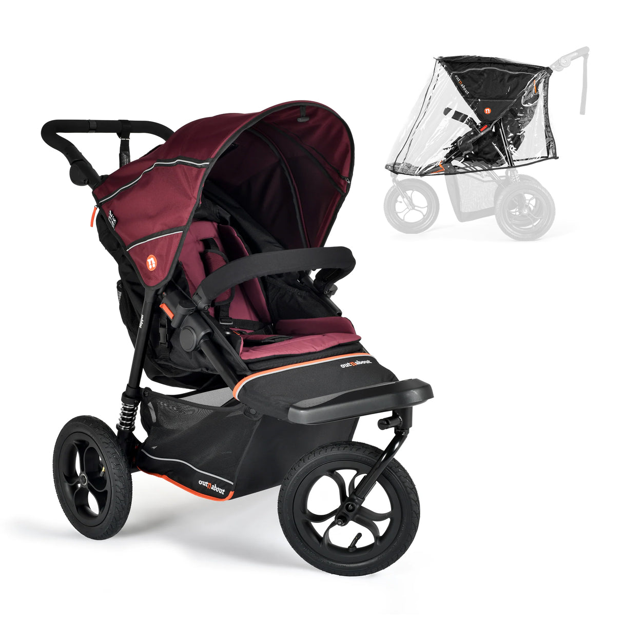 Out n About Nipper V6 Single Pushchair - Brambleberry Red