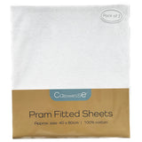 Callowesse Fitted Pram/Carrycot Sheets (2 Pack) - White