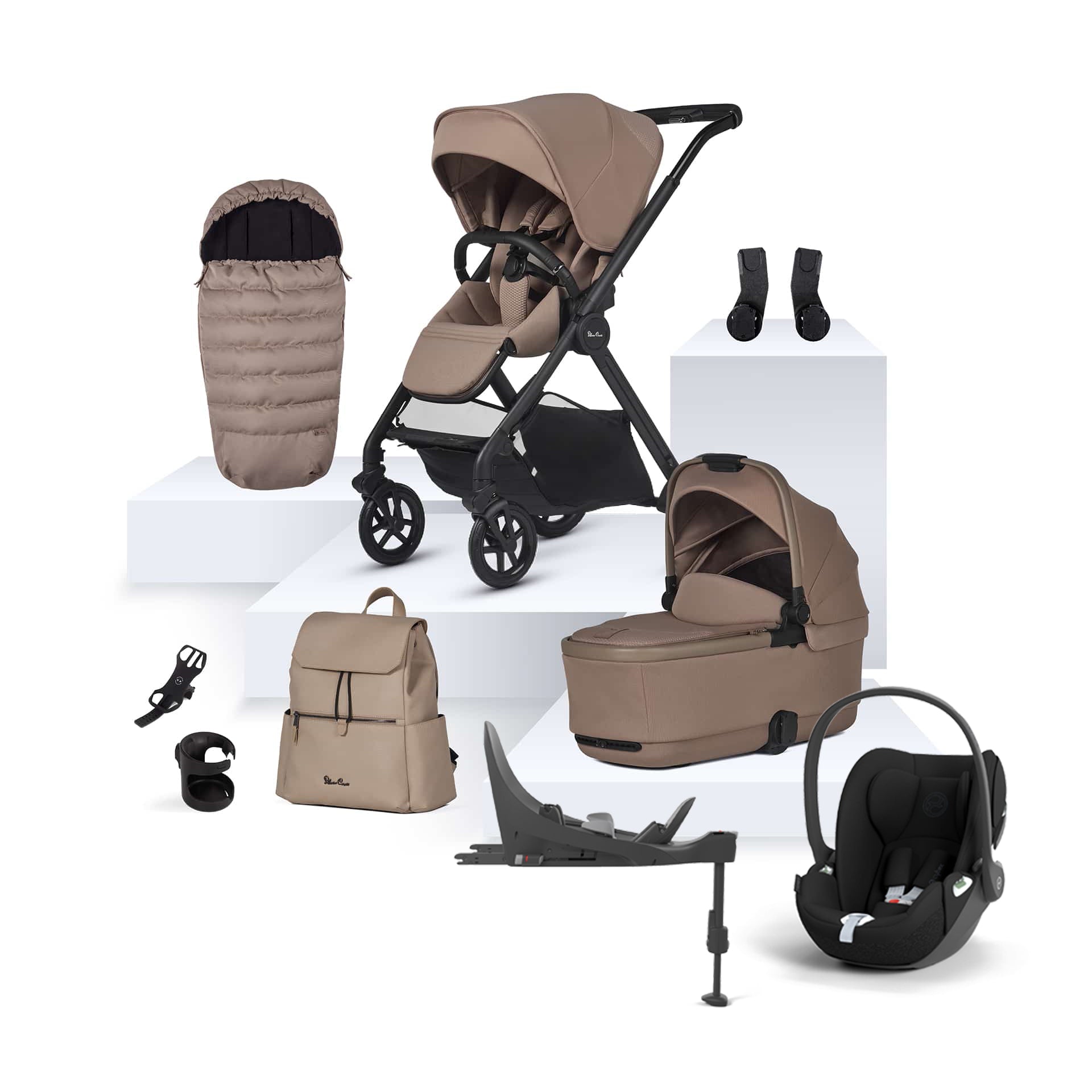 Reef 2 Ultimate Travel System Bundle Cybex Cloud T Car Seat ISOFIX Base Mocha
