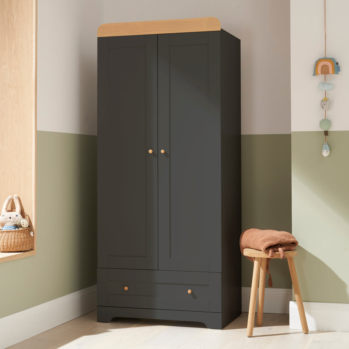 Tutti Bambini Rio Wardrobe - Slate & Honey Oak