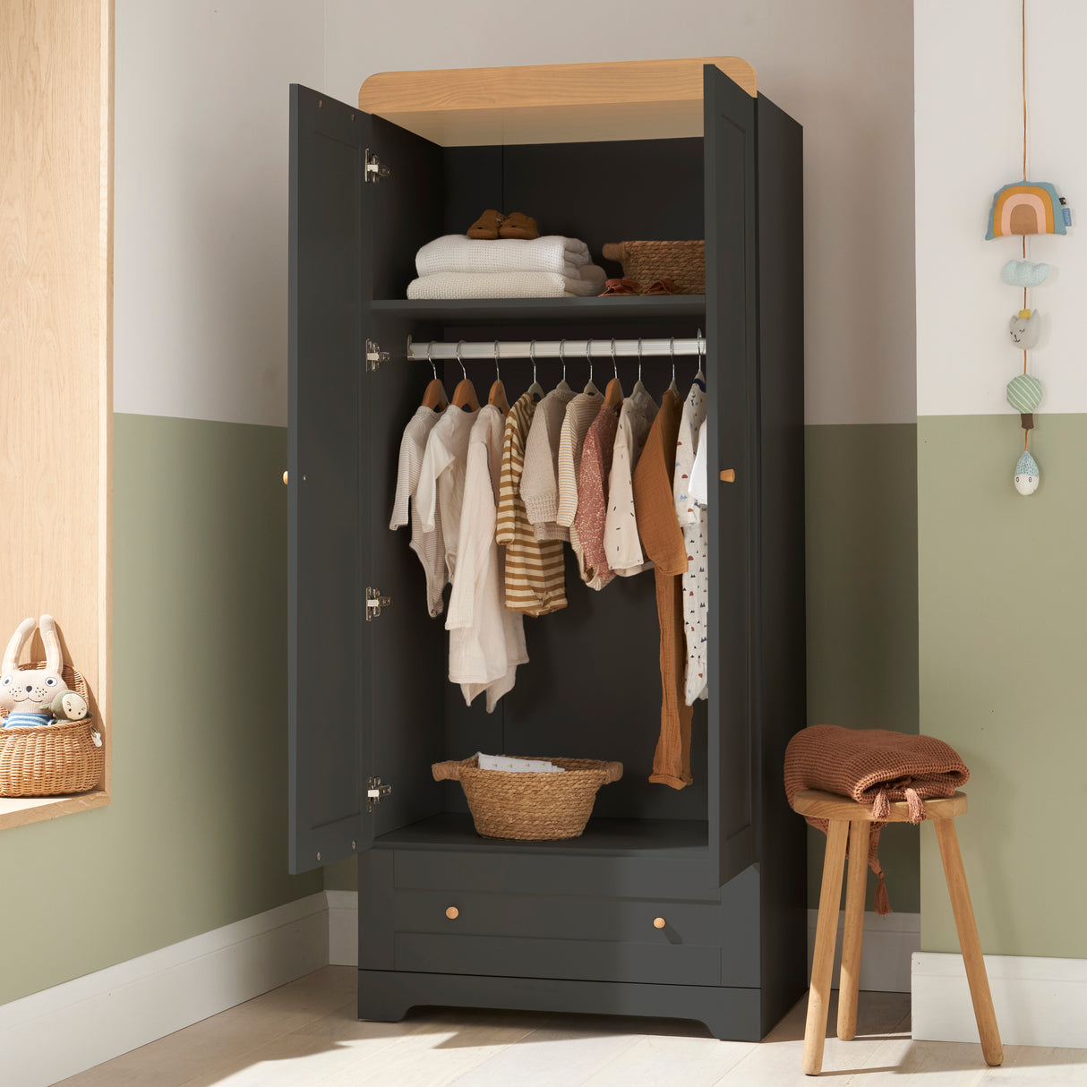 Tutti Bambini Rio Wardrobe - Slate & Honey Oak