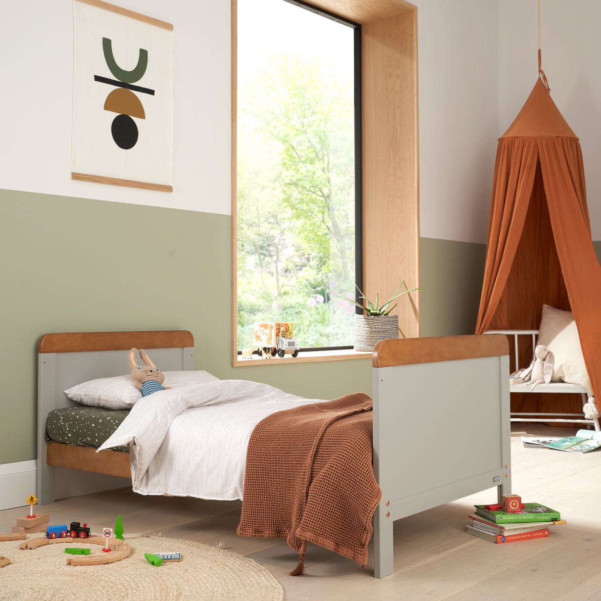 Tutti Bambini Rio Cot Bed with Cot Top Changer & Mattress - Dove Grey & Oak