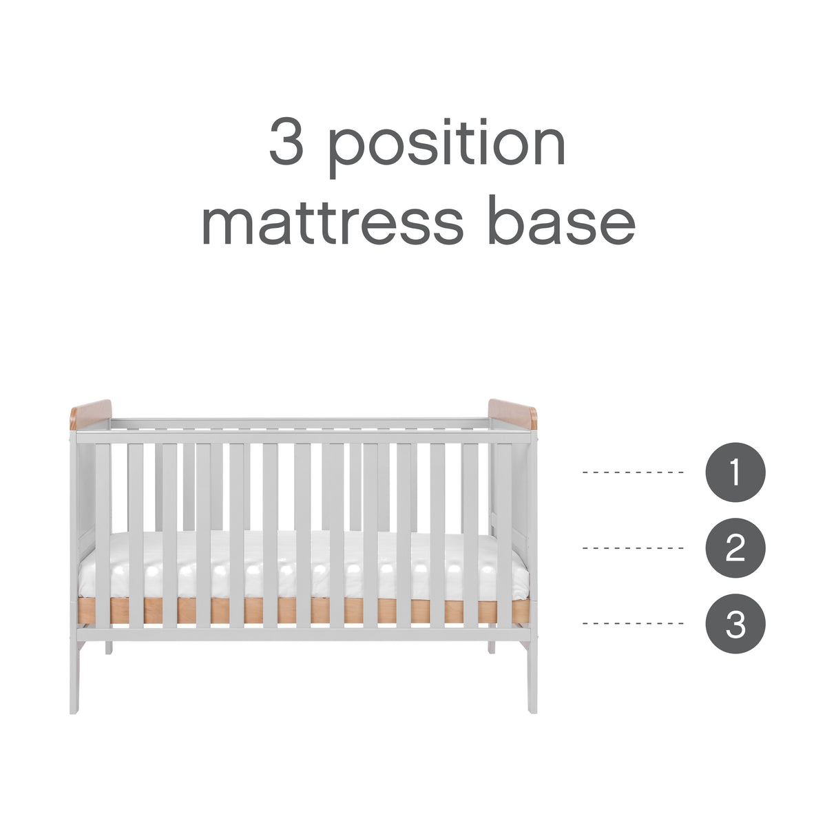 Tutti Bambini Rio Cot Bed with Cot Top Changer & Mattress - Dove Grey & Oak