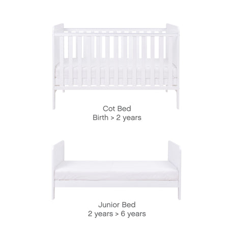 Tutti Bambini Rio Cot Bed with Cot Top Changer & Mattress - White