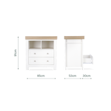 CuddleCo Burford 2 Piece Nursery Furniture Set with Cot Bed and Dresser - White & Oak