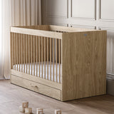 Silver Cross Geneva 4 Piece Nursery Furniture Set with Cot Bed, Under Drawer, Dresser, Wardrobe and TrueFit Eco Fibre Mattress