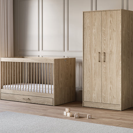 Silver Cross Geneva 3 Piece Nursery Furniture Set with Cot Bed, Under Drawer, Dresser and Wardrobe