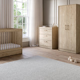 Silver Cross Geneva 3 Piece Nursery Furniture Set with Cot Bed, Under Drawer, Dresser and Wardrobe