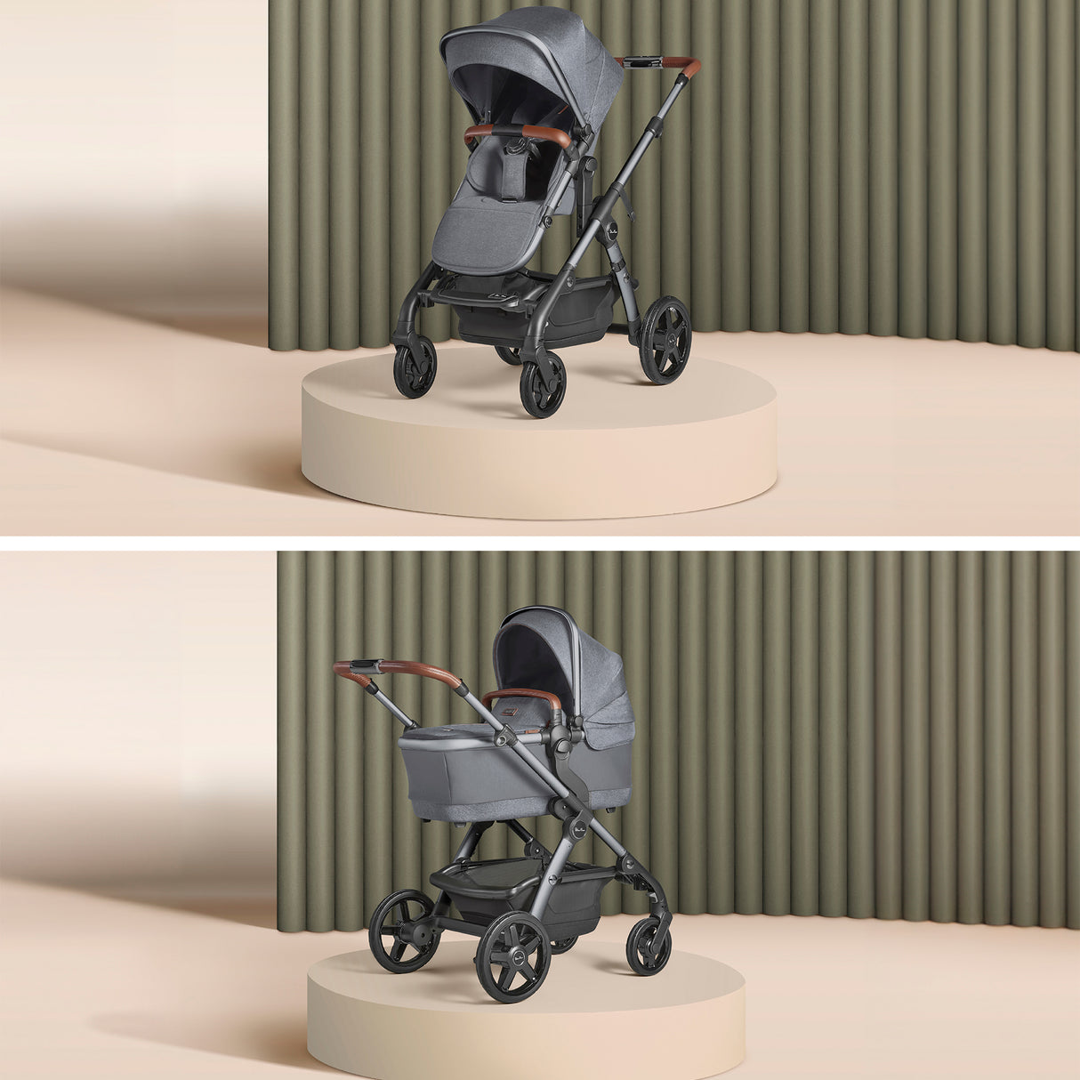 Silver Cross Wave 3 Single to Double Travel System with Dream Car Seat and Motion 2 360 Car Seat - Lunar